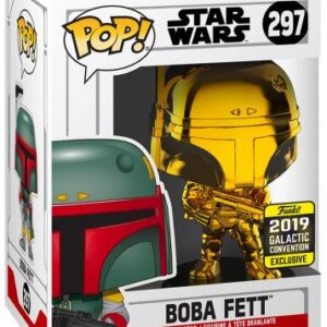 Boba Fett en finition chromée or