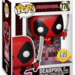 Deadpool émergeant d’un gâteau métallisé
