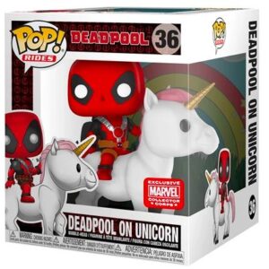 Deadpool sur licorne – figurine POP Rides