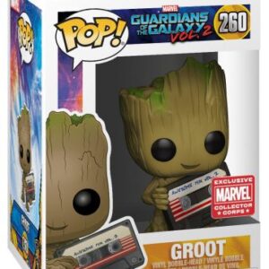 Groot avec sa cassette : une figurine POP Marvel Collector Corps