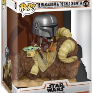 Le Mandalorien et l’Enfant sur Bantha – figurine POP