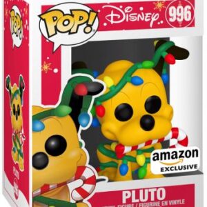 Pluto entouré de guirlandes de Noël