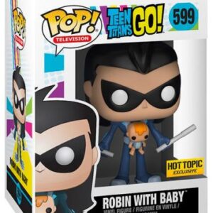 Robin en Nightwing accompagné d’un bébé