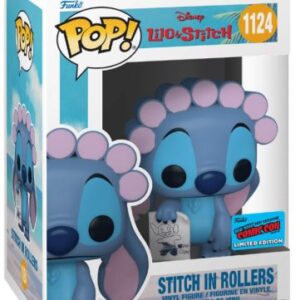 Stitch avec ses rouleaux à cheveux et son dessin