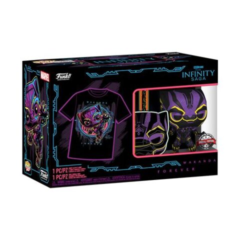 Figurine Funko Pop et Tee Marvel Blacklight Black Panther S