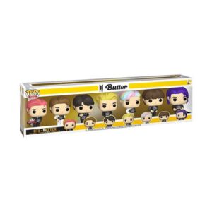 Pack Funko Pop BTS Butter présenté comme un ensemble de sept figurines